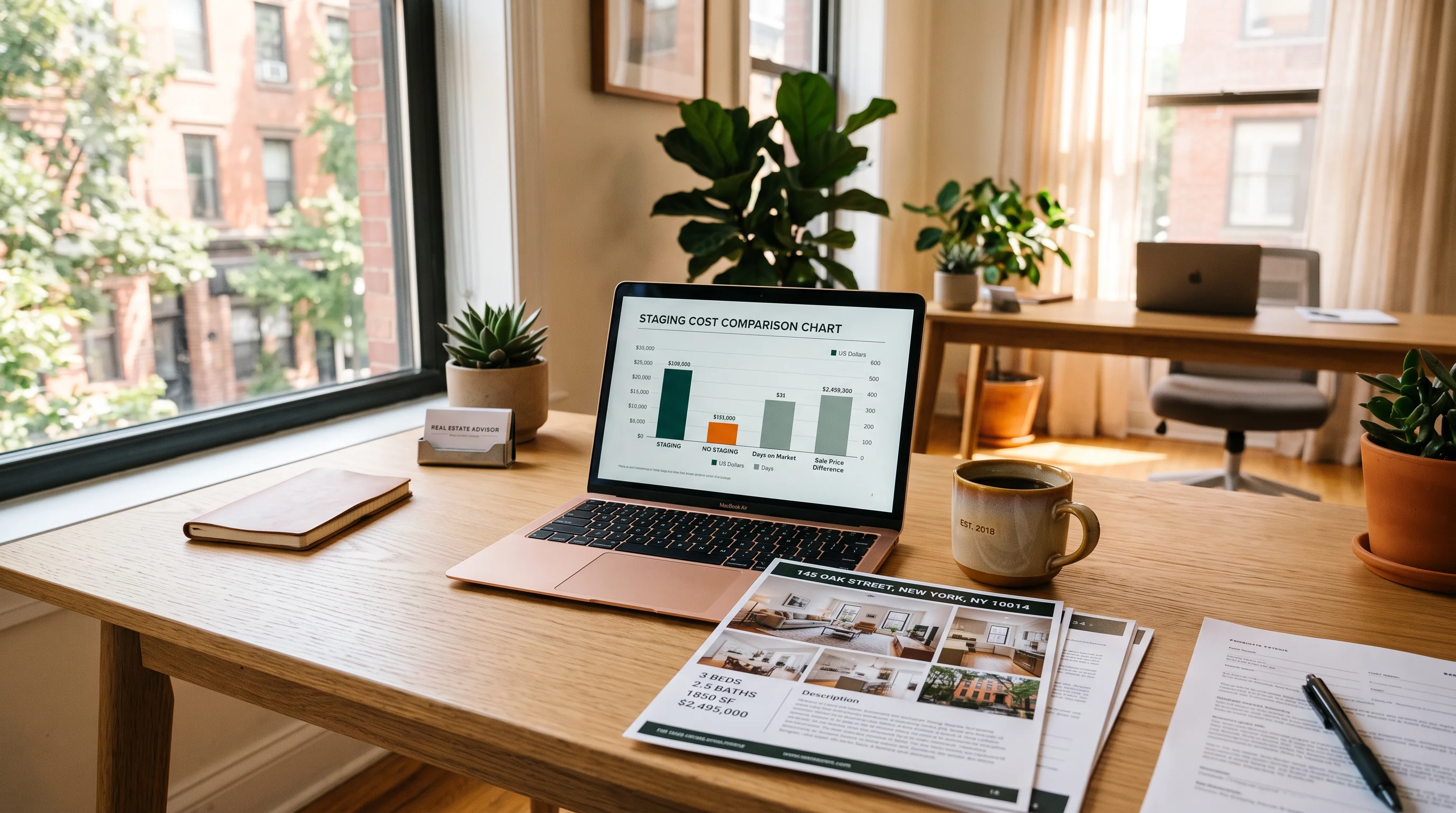 An infographic-style comparison showing three tiers of virtual staging cost: AI staging at under one dollar per image, human virtual staging at 24 to 100 dollars per image, and physical staging at 2000 to 5000 dollars per listing, clean minimal design, no purple